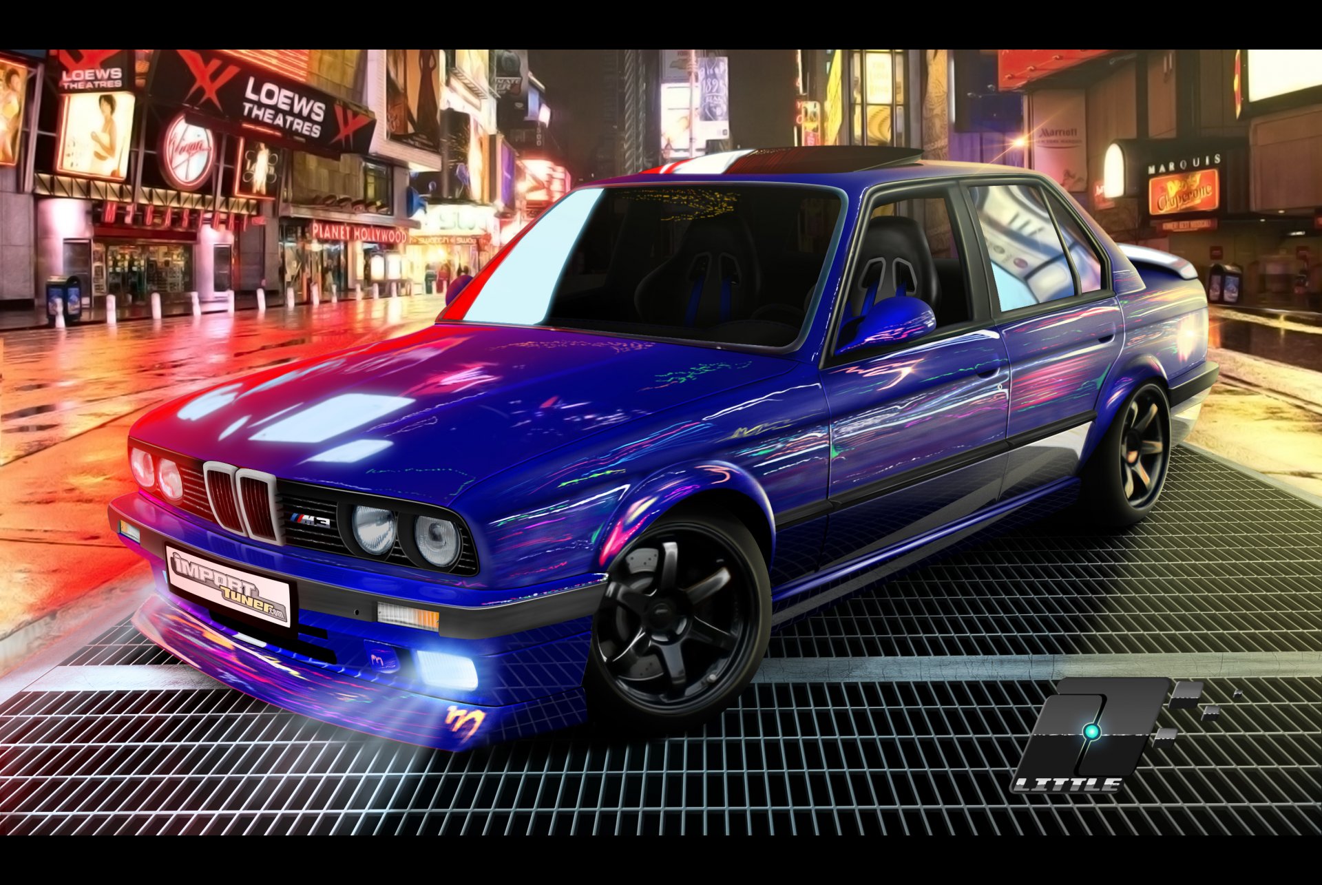 time square ночь улица машина бмв е30 bmw e30 тюнинг