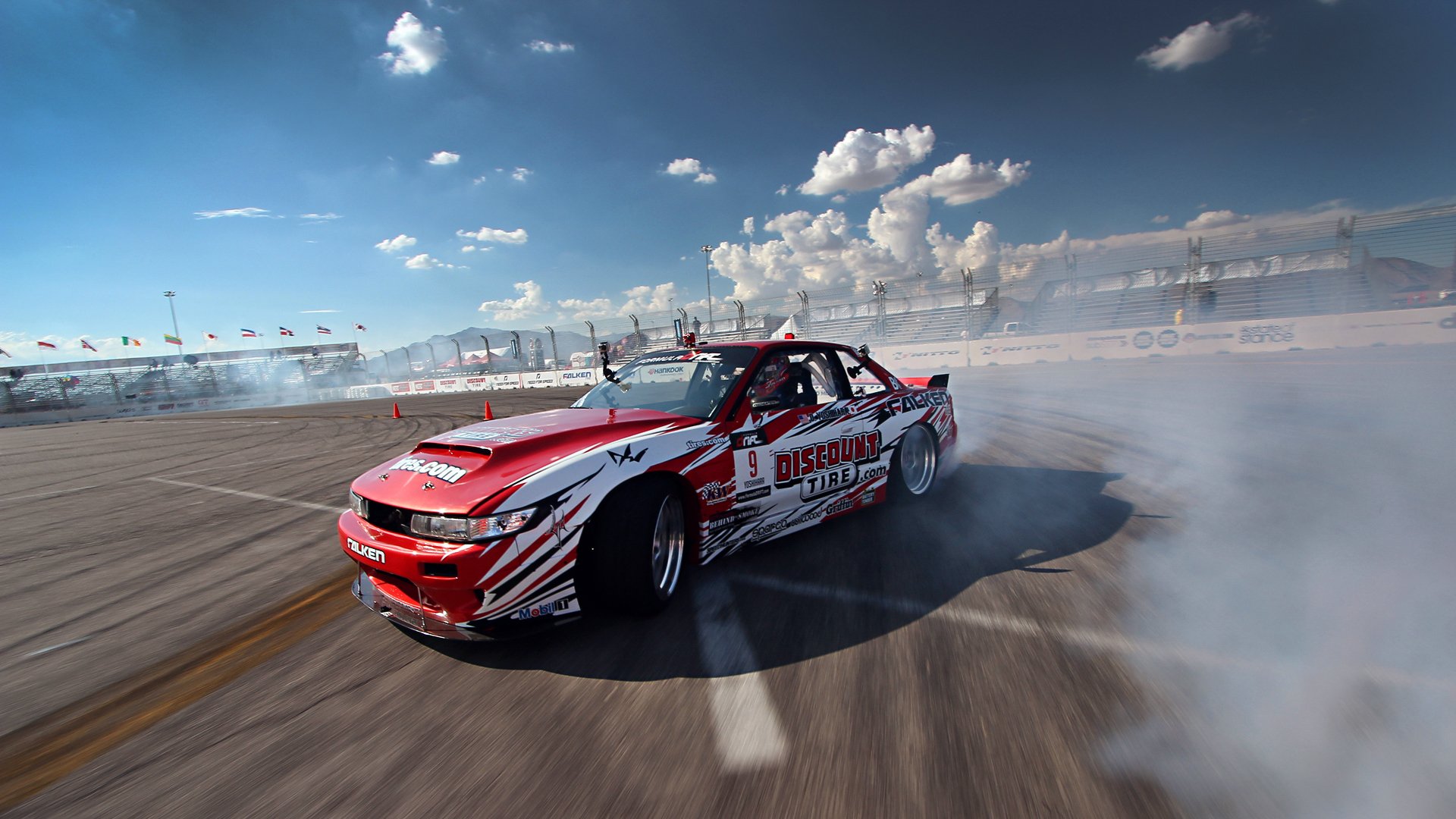 nissan silvia s13 drift tuning rauch rot wolken wettbewerb