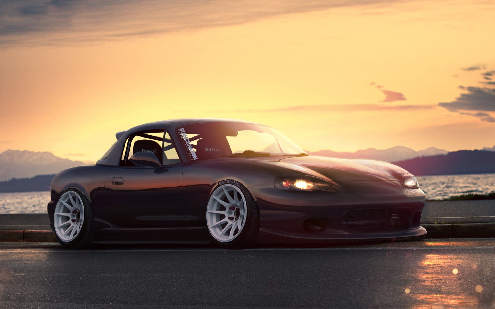 mazda mx5 tuning mazda zachód słońca samochód pozycja