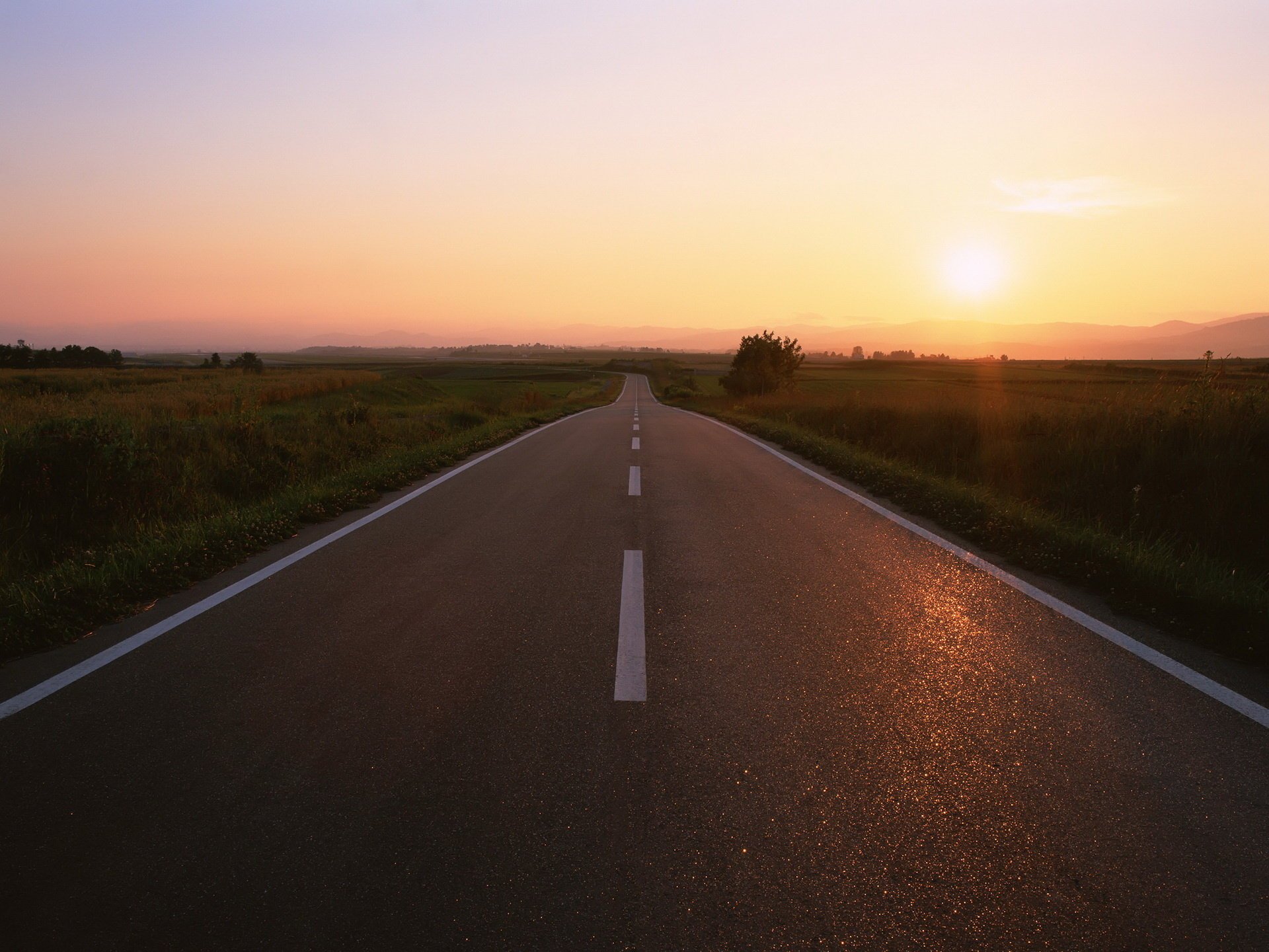 sonnenuntergang straße strecke