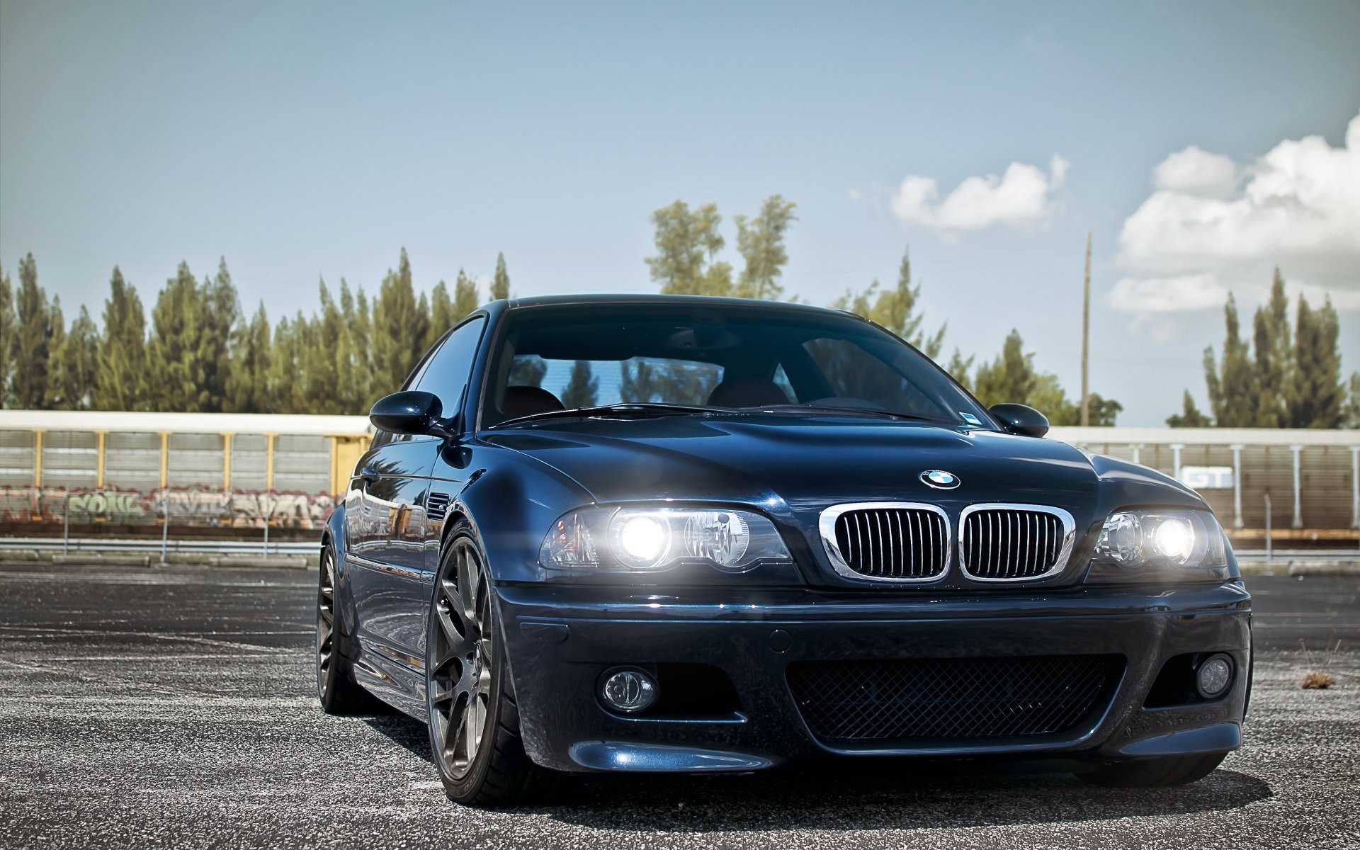 bmw m3 e46 bmw messa a punto anteriore blu fari cielo