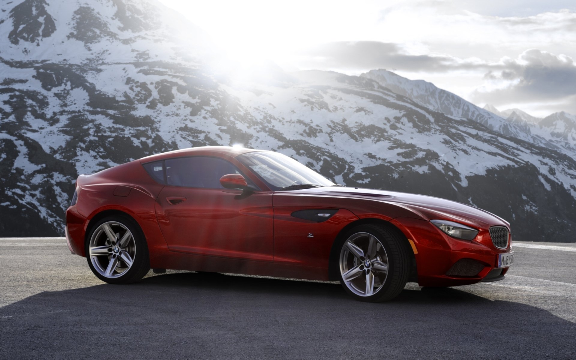 bmw zagato купе бмв загато красный передок небо горы