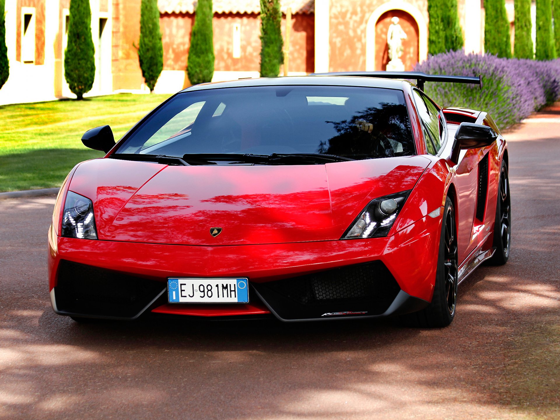 lamborghini gallardo lp570-4 super trofeo stradale lamborghini gallardo red supercar view tuning spoiler