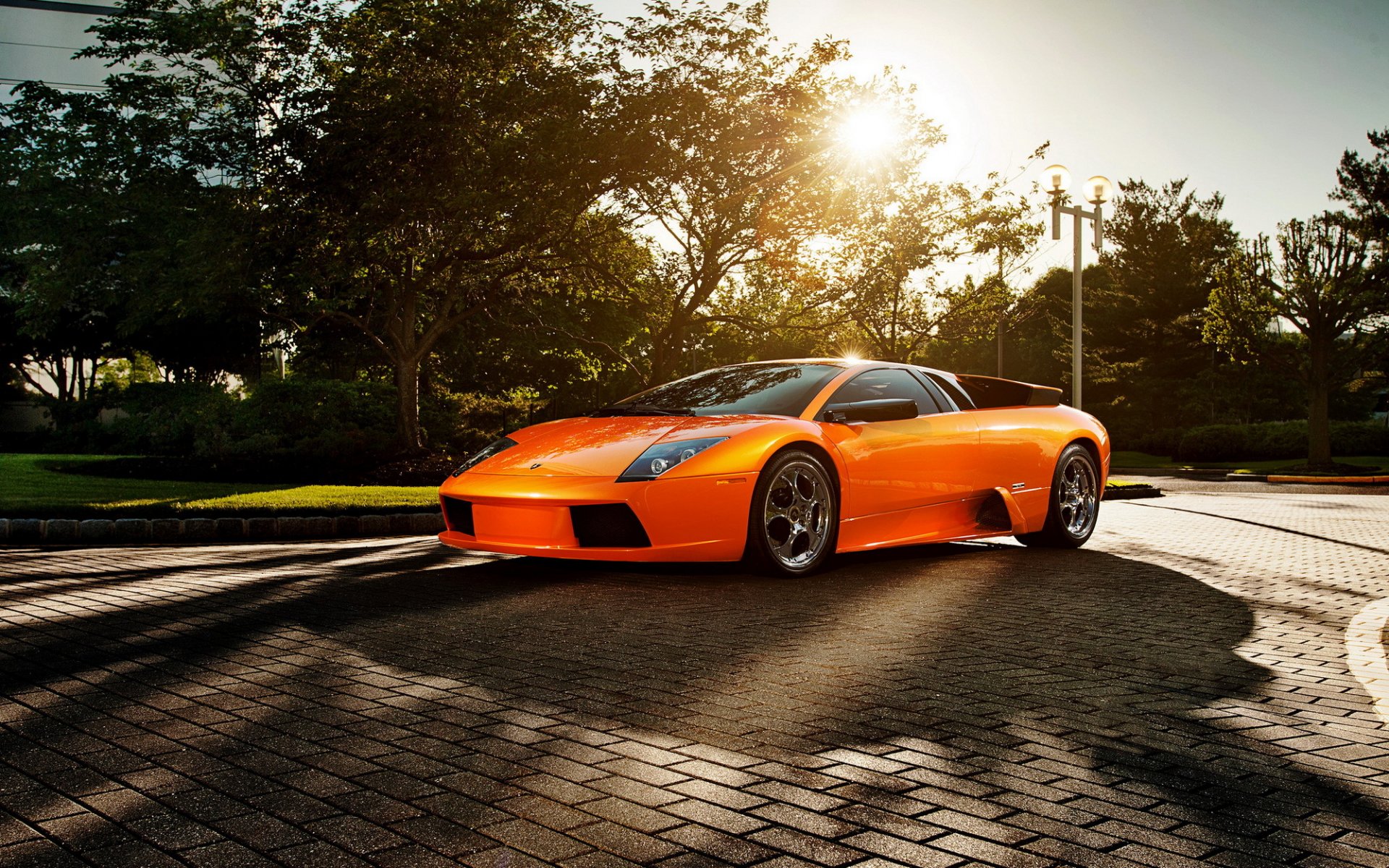 lamborghini murcielago sonne blendung lamborghini supersportwagen orange