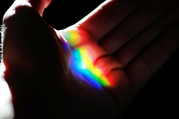 Arcobaleno nel palmo della tua mano. Riprese macro