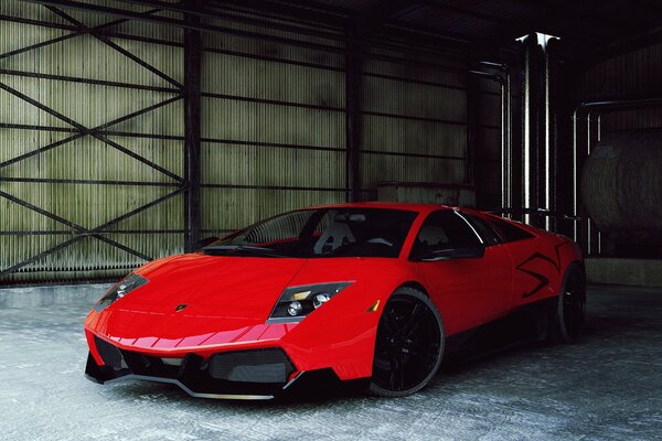 Belle voiture de sport rouge Lamborghini murcelago