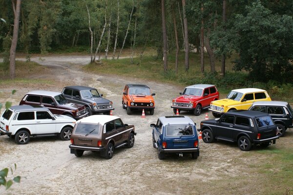 Lada niva 4-door in the clearing