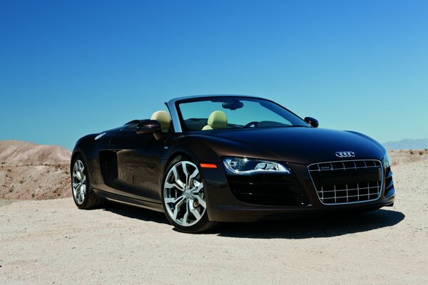 Audi convertible in a desert area