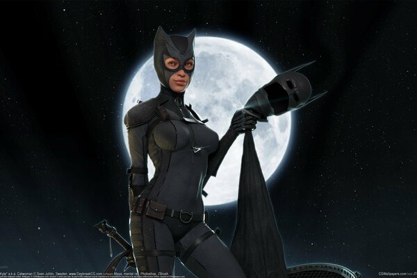 Catwoman máscara Batman Luna noche