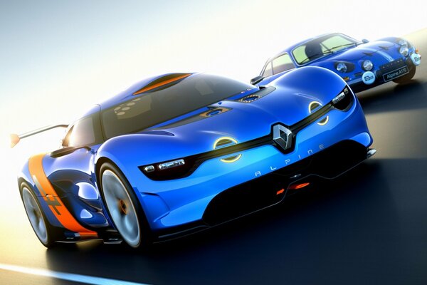 Alpine overtakes on the alpine a110-50 race track