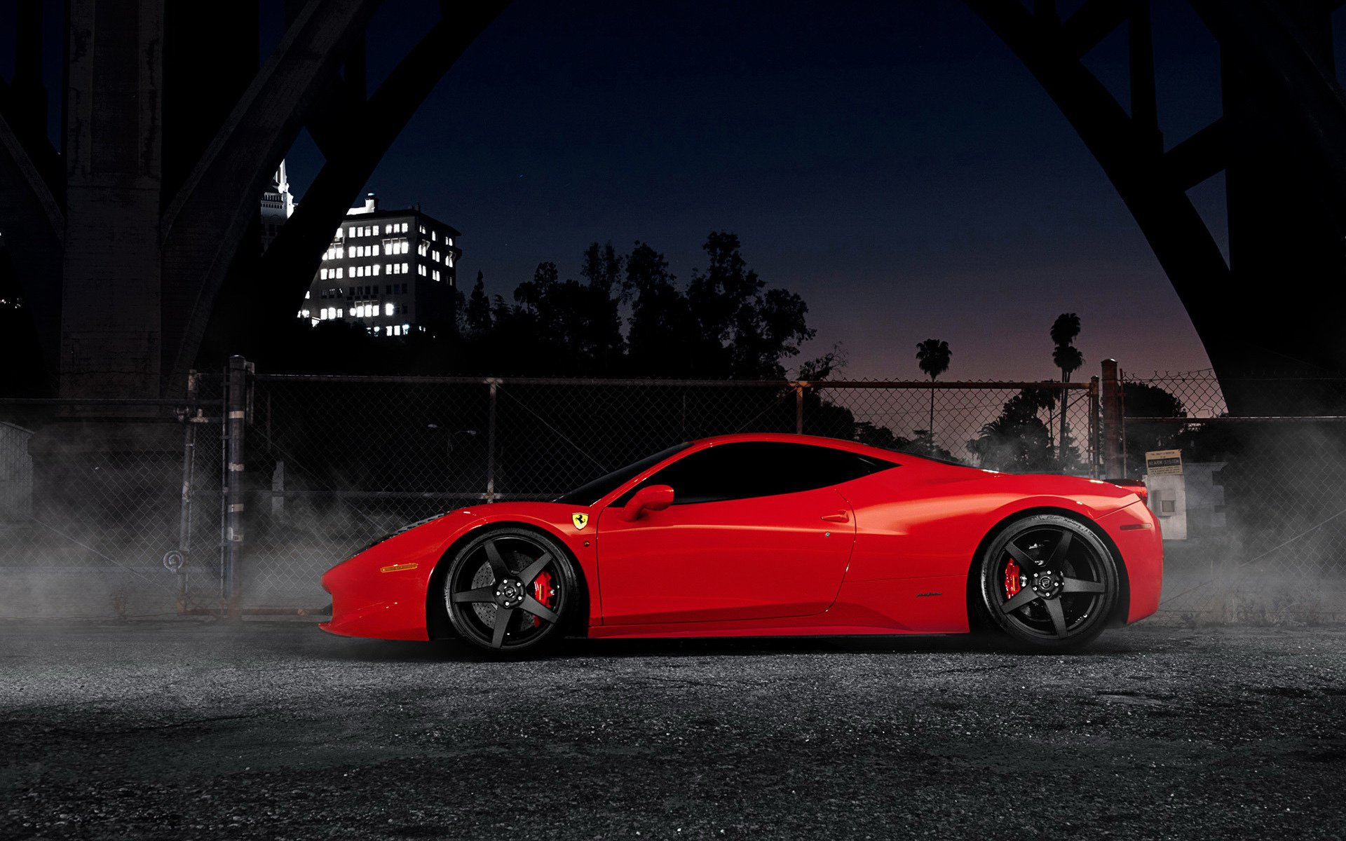 ferrari 458 italia феррари красная суперкар ночь