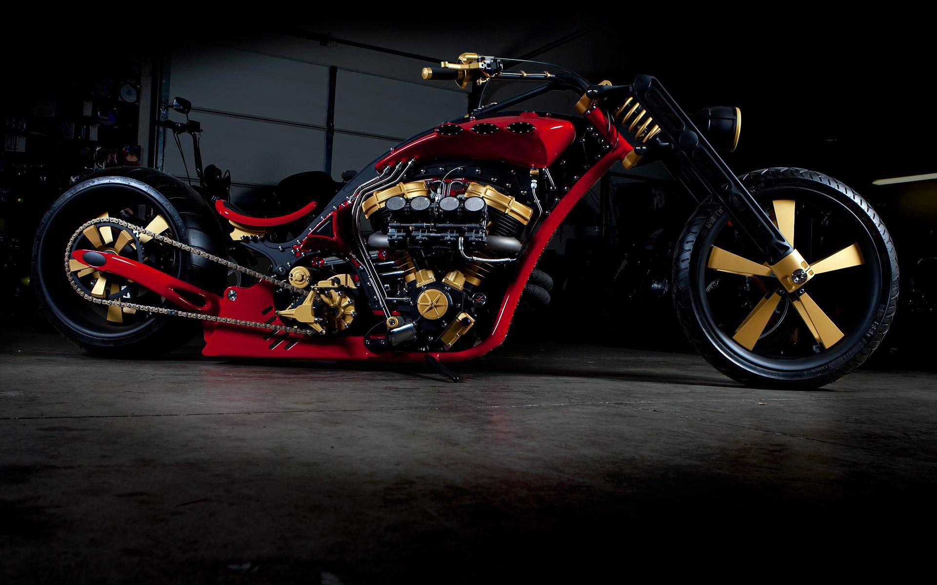 chopper diseño motor cadena tuning base llantas rojo