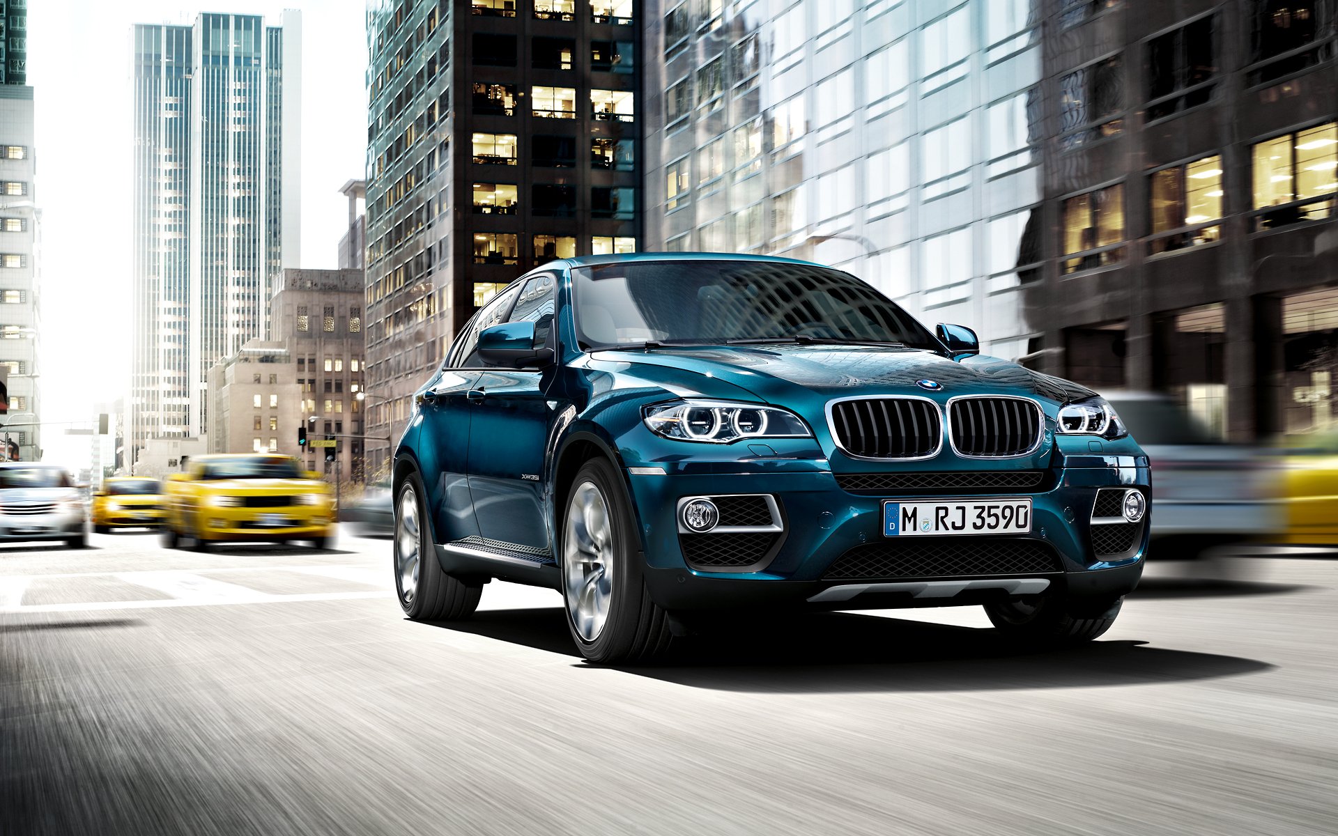 bmw x6 tracción en las cuatro ruedas 35i azul ciudad