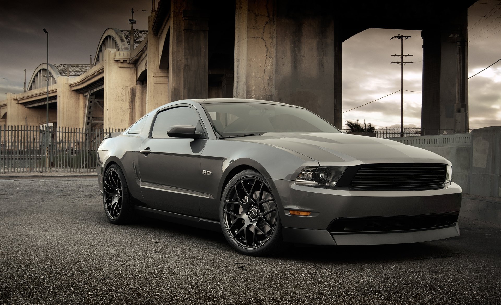 ford mustang car machinery tuning matte bridge fence