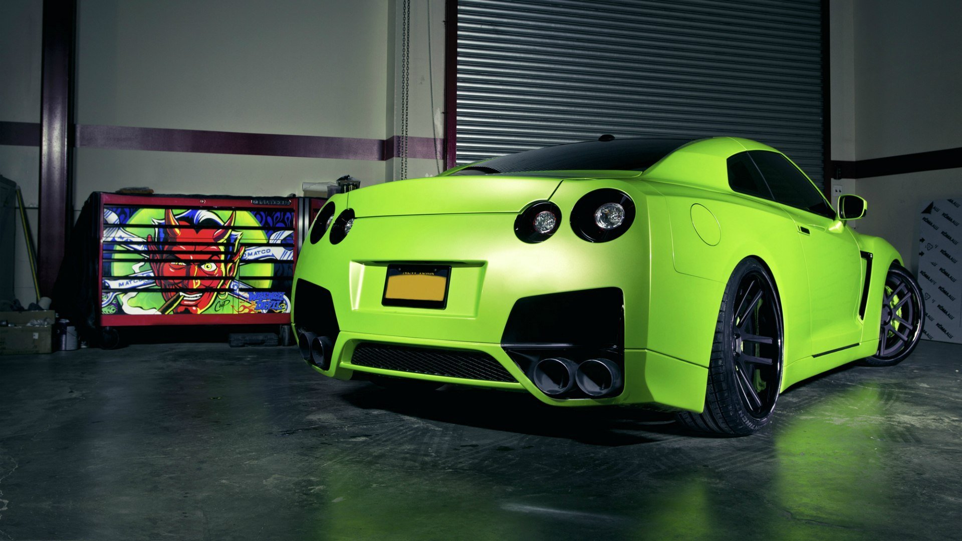 nissan gt-r light green green matte tuning garage devil