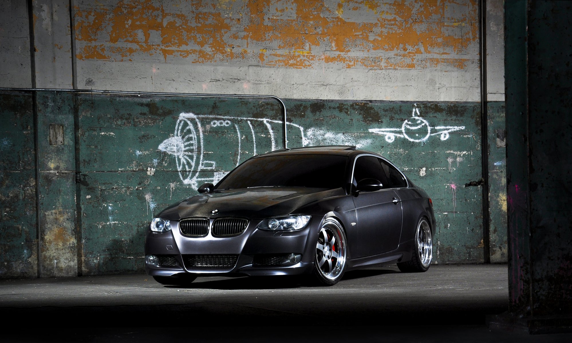 bmw 335i e92 black wheels bmw wall drawing