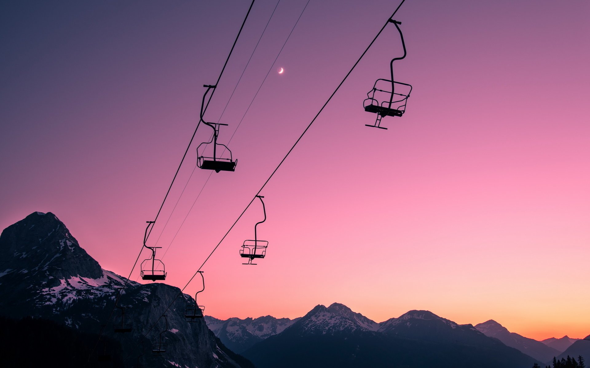 cable car the sky sunset