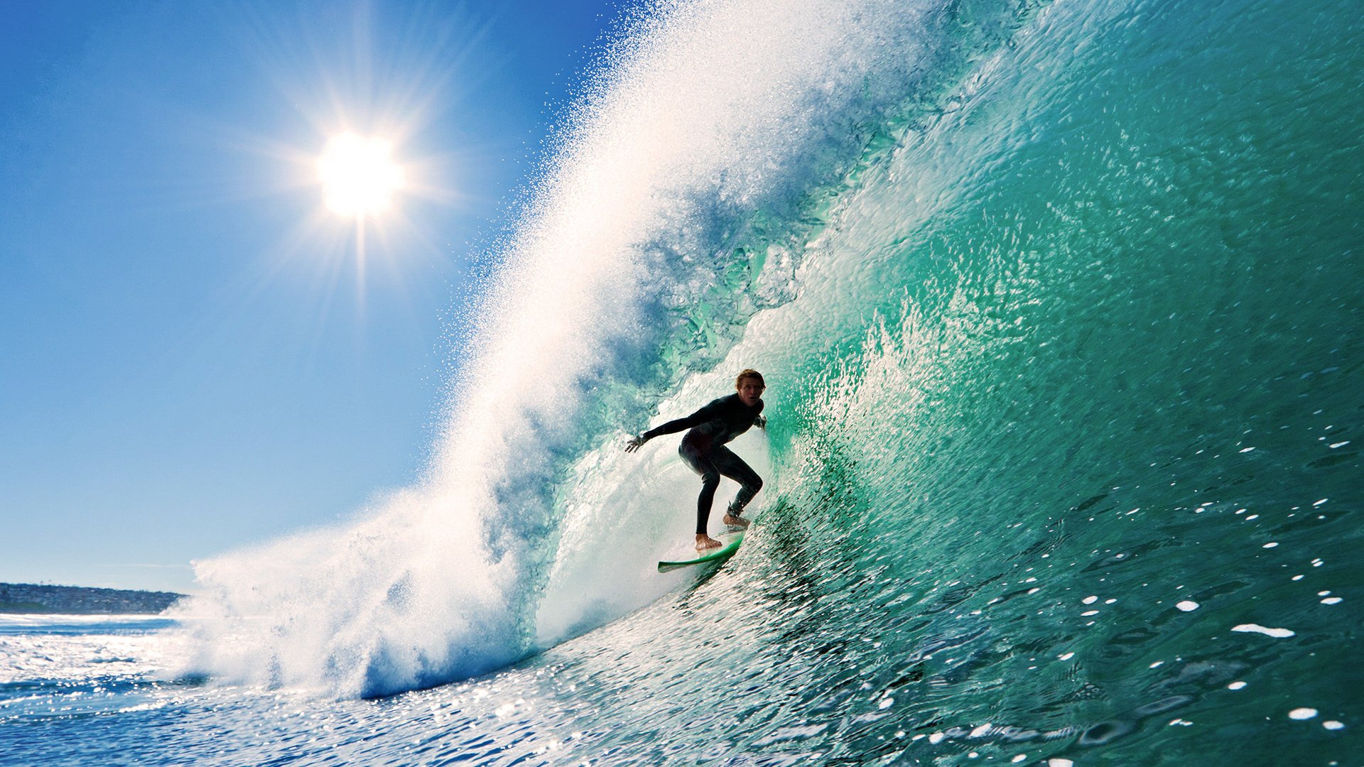 niebo słońce fala surfing