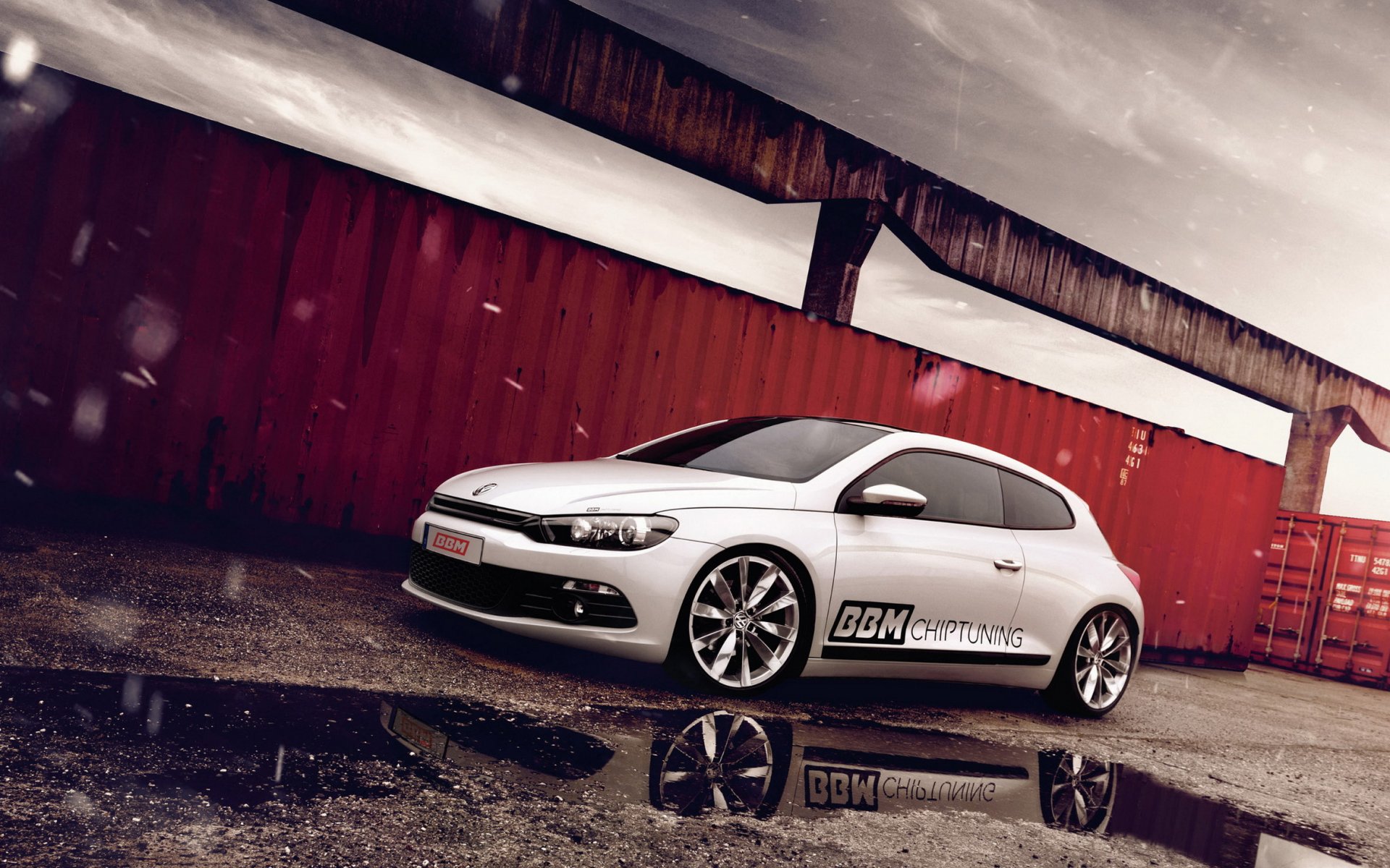 volkswagen tuning volkswagen scirocco pfütze reflexion schnee