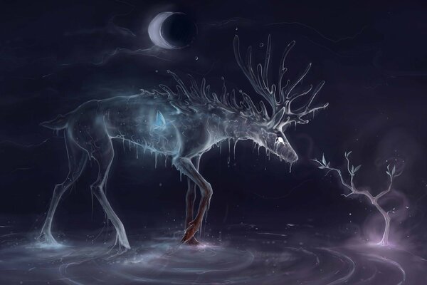 Spirit of the night deer art