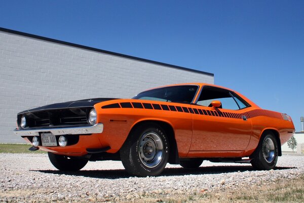 Coche naranja contra el cielo