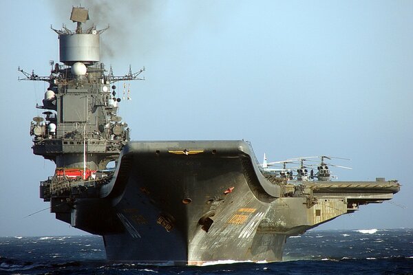 aircraft carrier Admiral Kuznetsov on the high seas