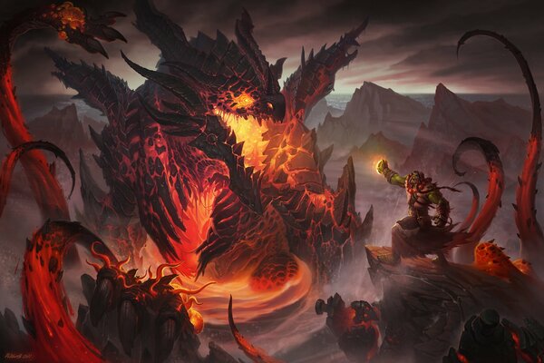 Drachen Lava Feuer Berge Flamme