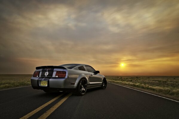 Coche Ford Mustang Shelby gt500 en la pista