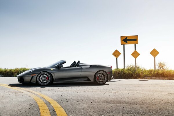 Ferrari f 430 spider серый вид сбоку