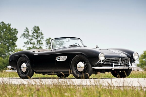 Cabriolet noir de 1957 dans la nature