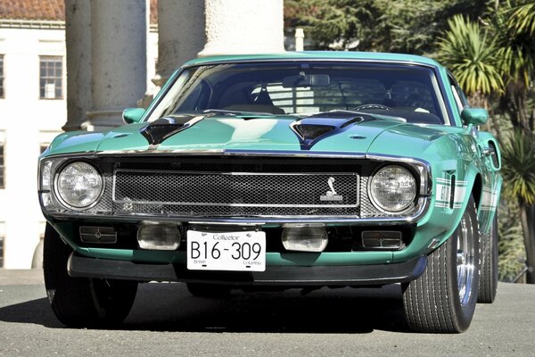 Turquoise Ford Mustang is an invariable classic