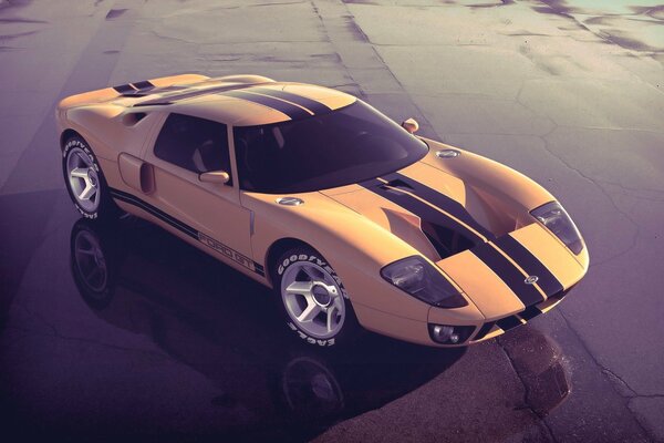 Orange and black ford gt with top view