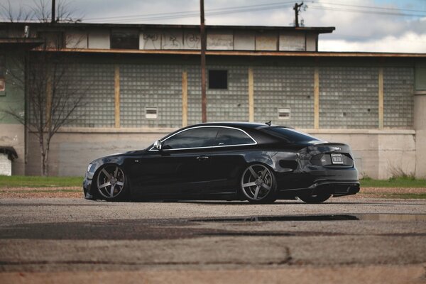 Tuned black audi with cool wheels