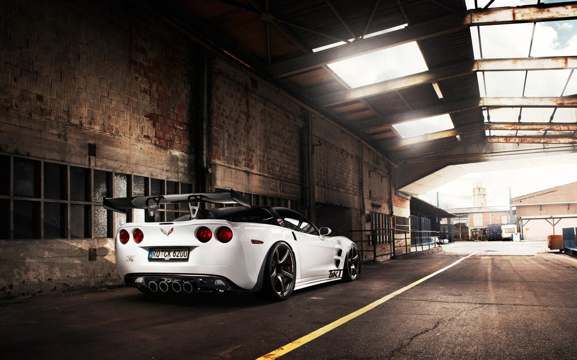 chevrolet corvette zr1 tikt triple-x c6 chevrolet supercar vista posteriore messa a punto tetto cielo