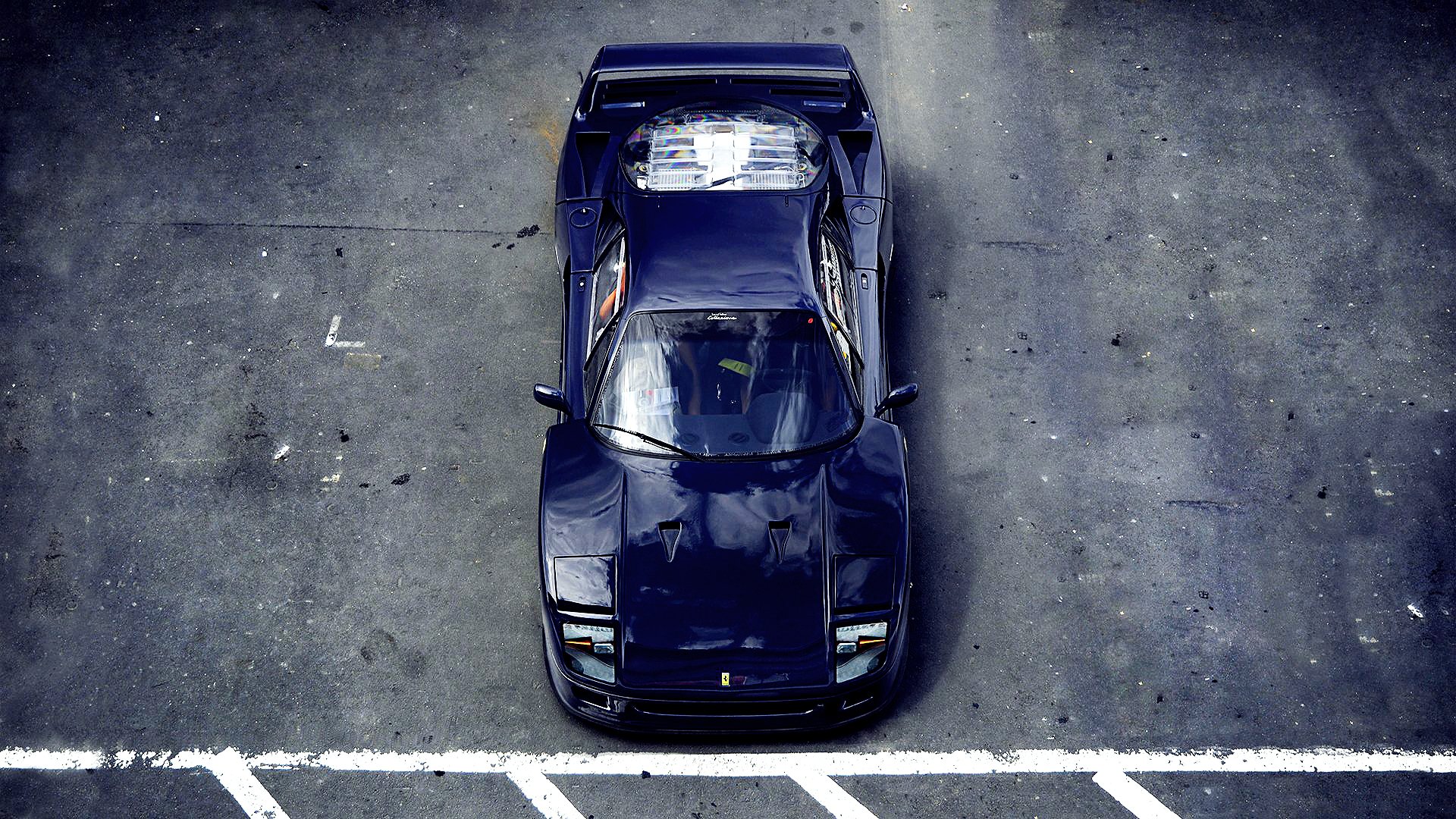 ferrari f40 v8 estacionamiento asfalto ferrari f40 azul