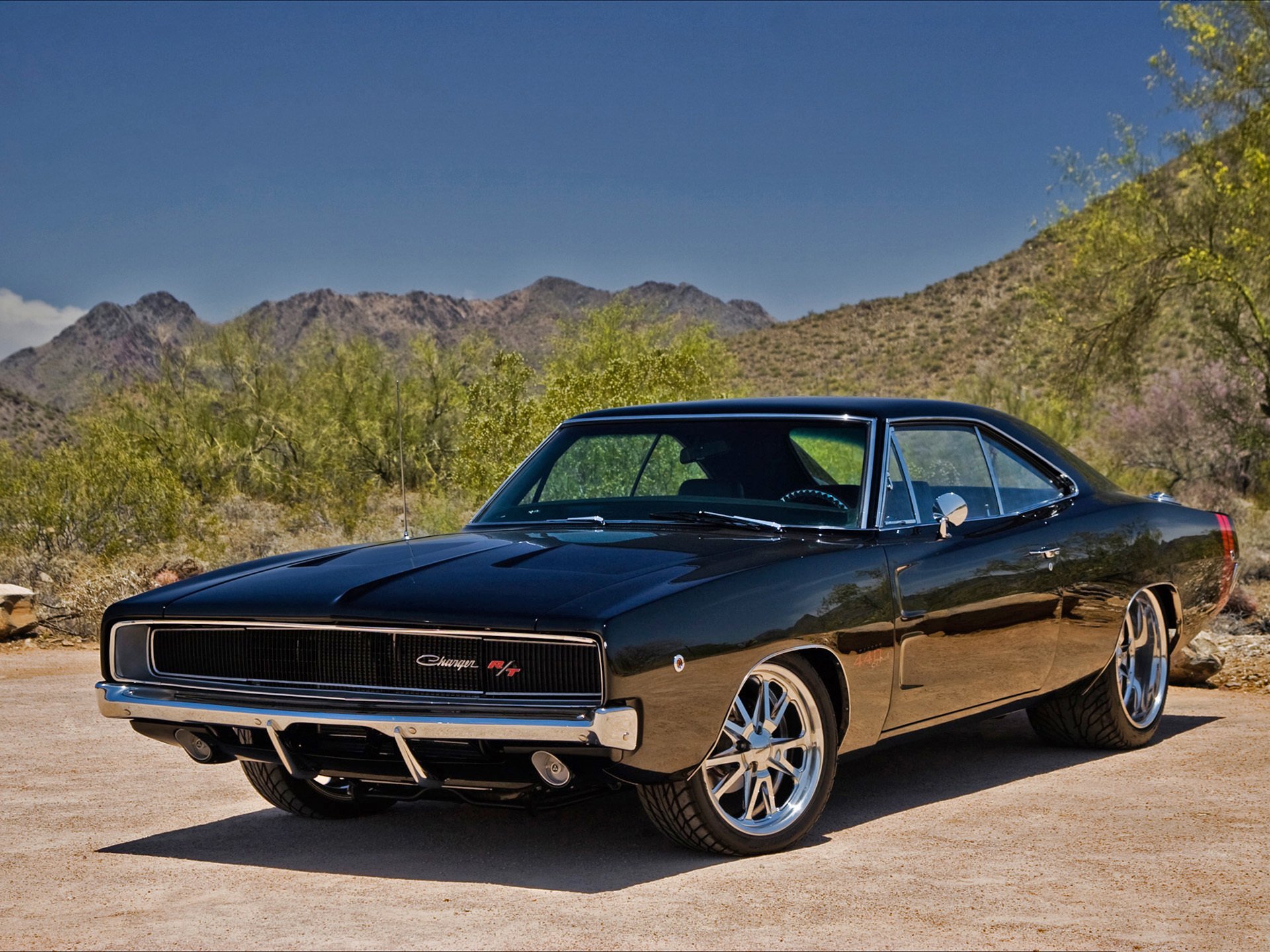 dodge charger rt dodge power muscle car retro car auto cars classics nature landscape mountains wallpaper