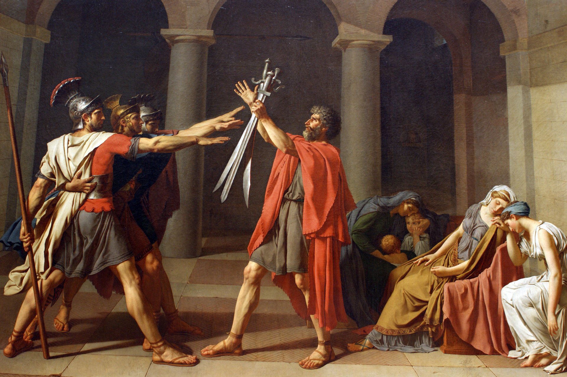 jacques-louis david the oath painting oath horatii brothers swords rome