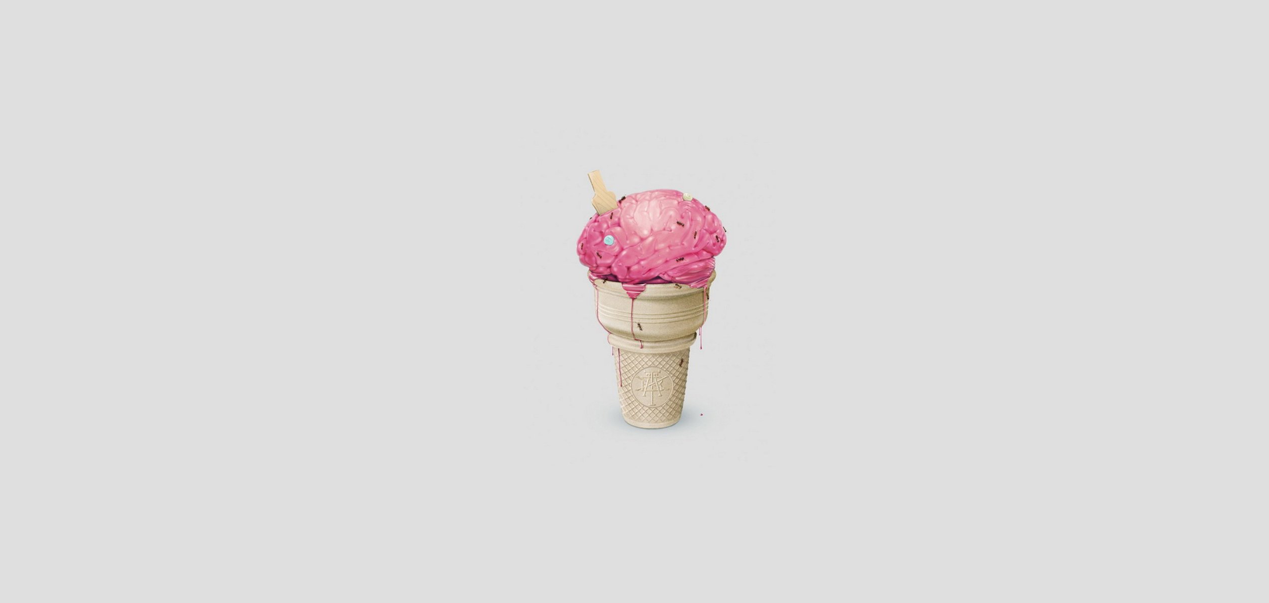 minimalism brain ice cream cup ant