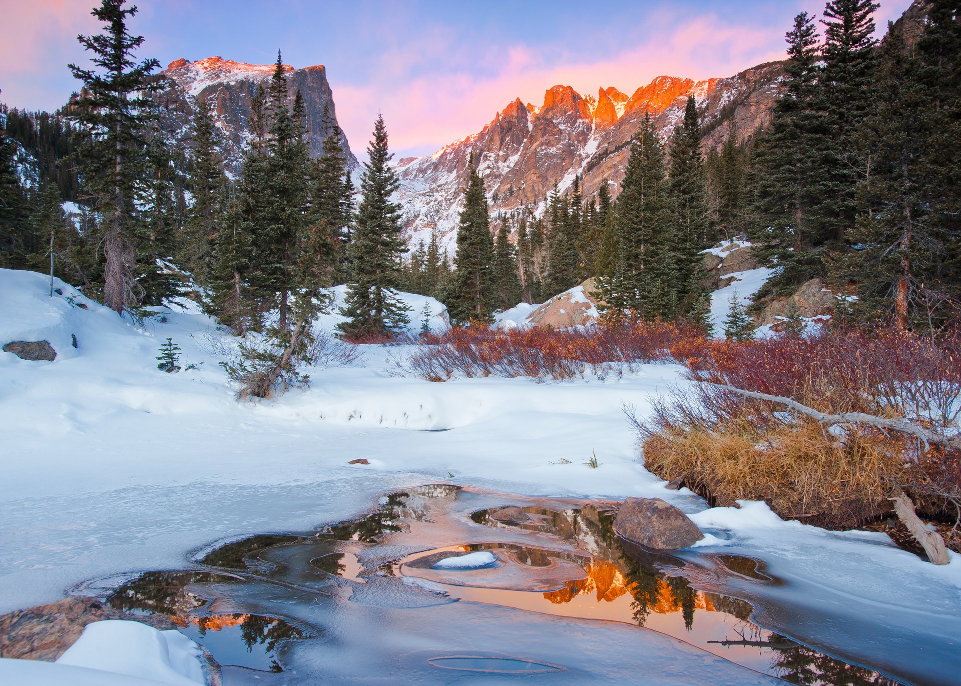 naturaleza invierno bosque río montañas