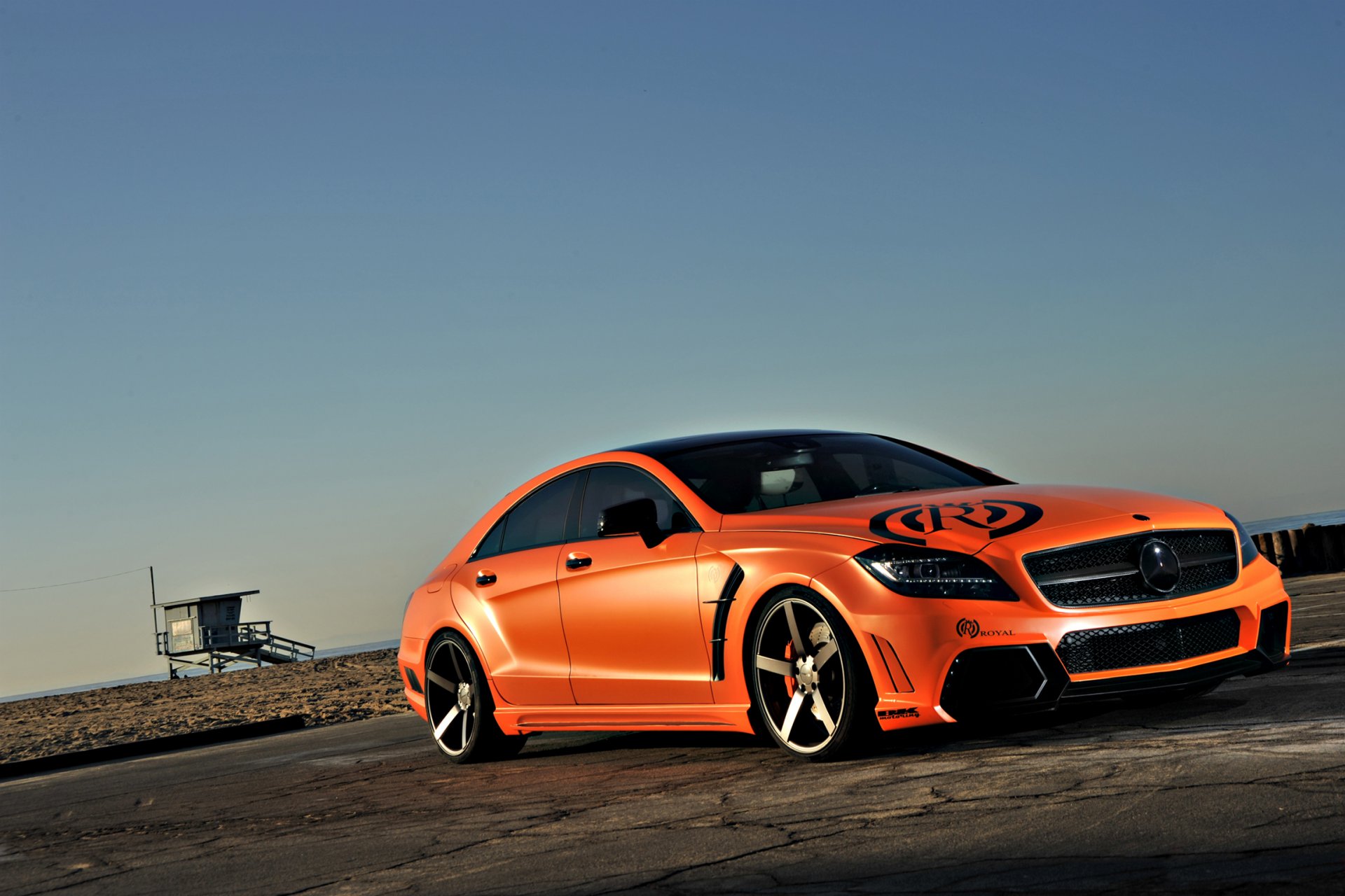 mercedes-benz amg cls-klasse cls 63 c218 orange mercedes benz tuning himmel strand