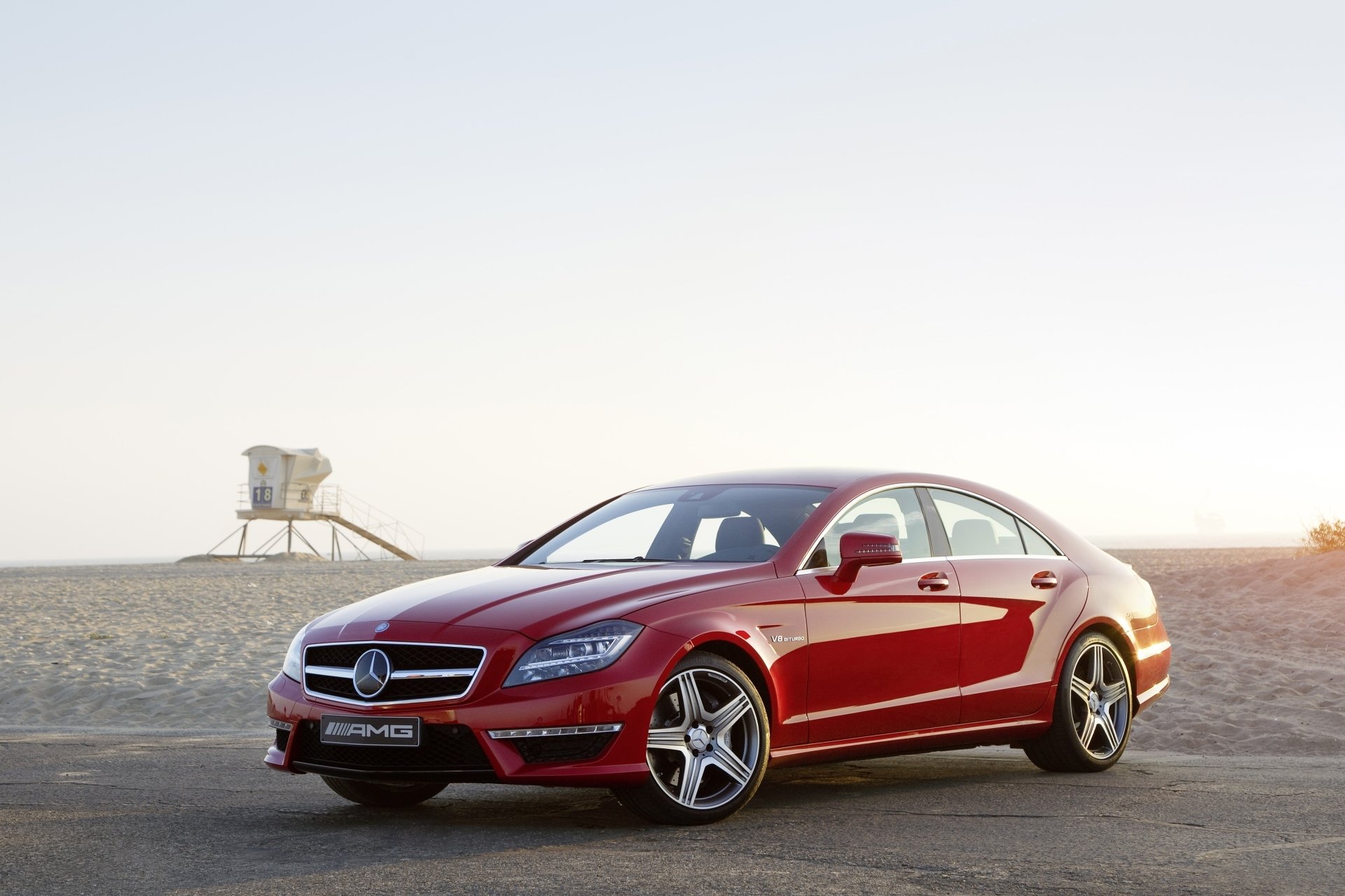 mercedes-benz cls63 amg mercedes cls63 amg berlina rosso anteriore spiaggia cielo