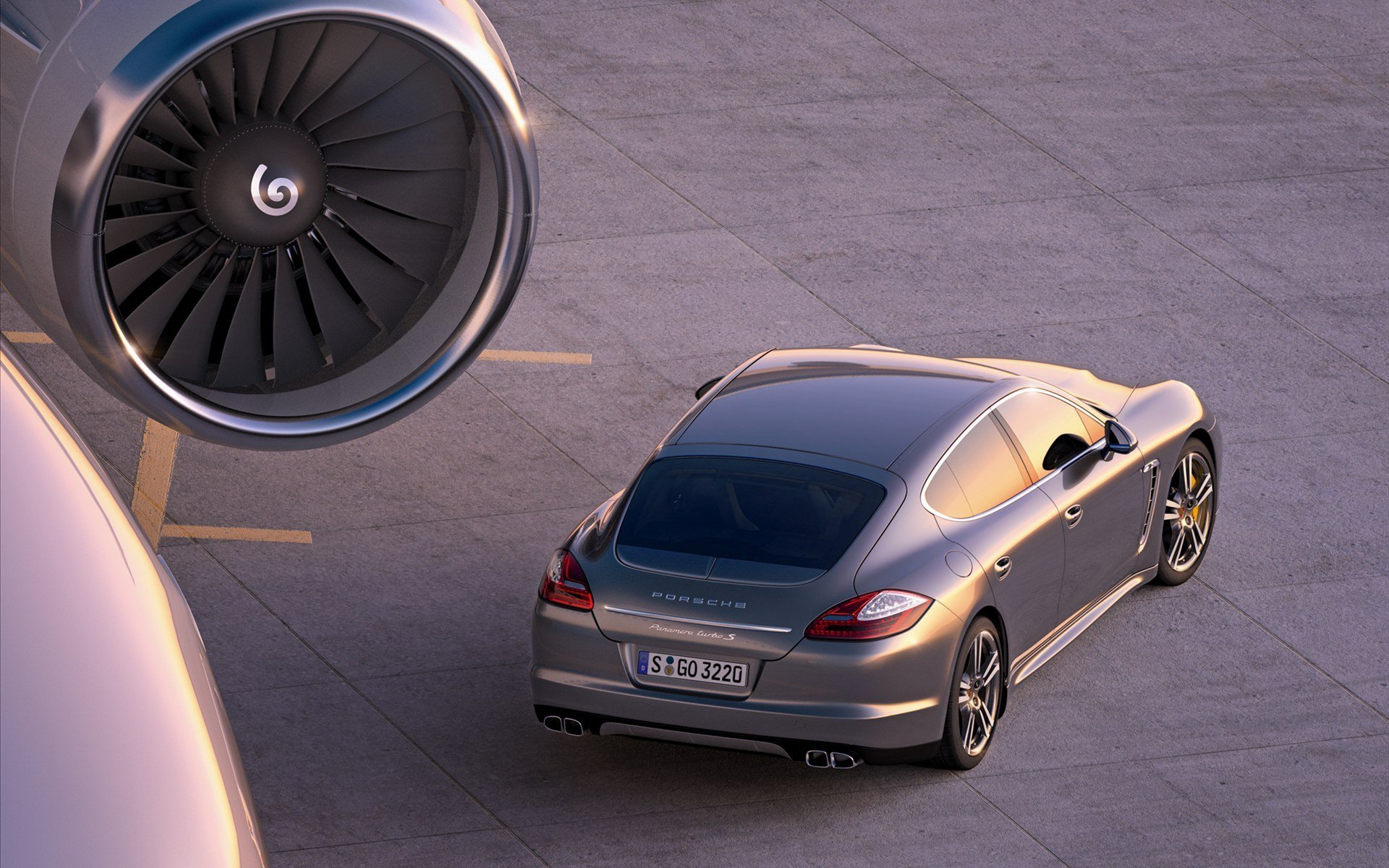 porche panamera turbo 2011 plane engine asphalt