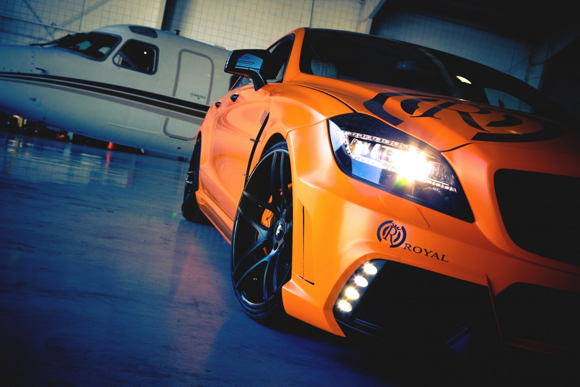 mercedes car machinery tuning plane orange mercedes-benz