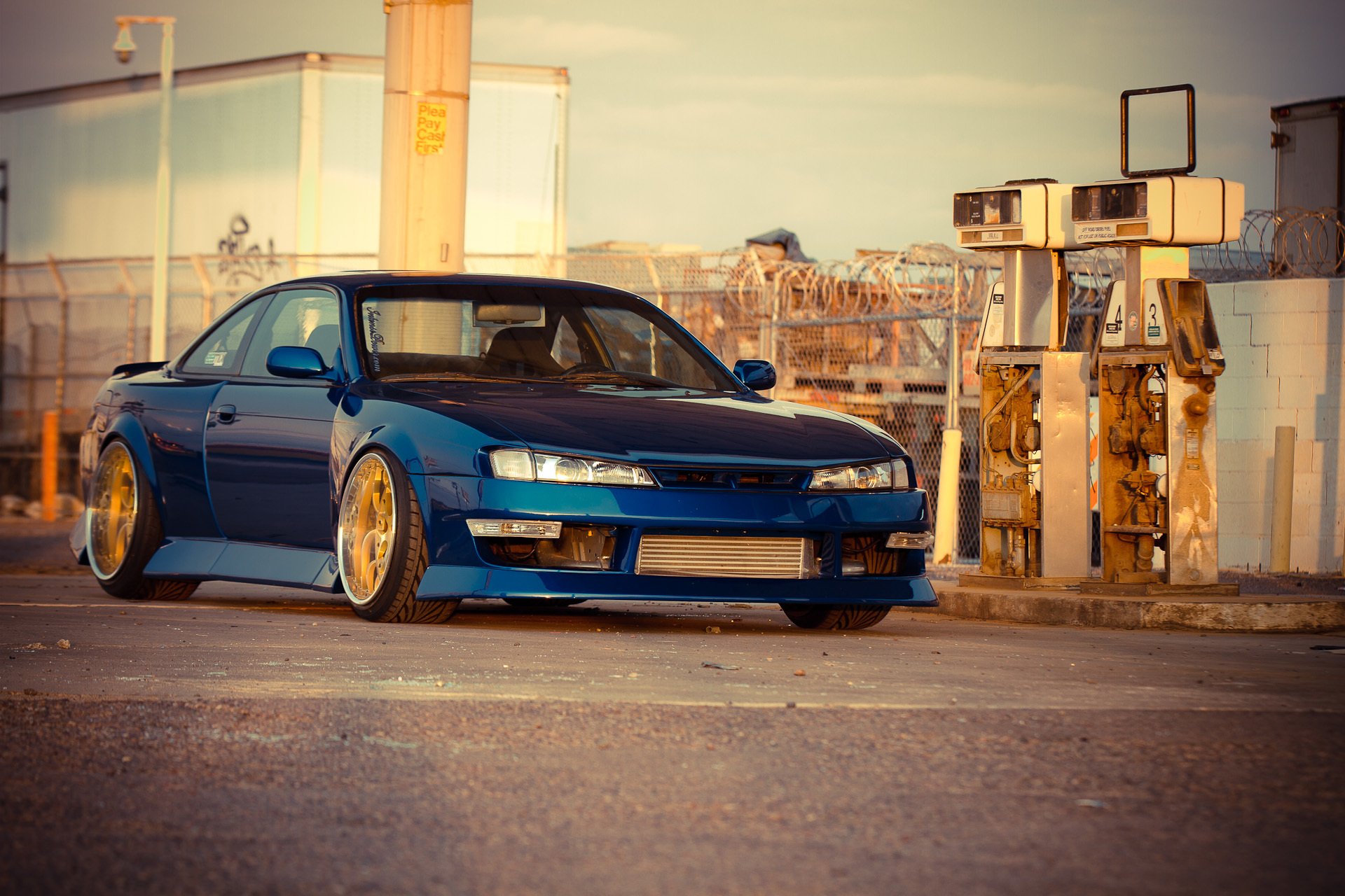 nissan silvia s14 azul nissan azul gasolinera