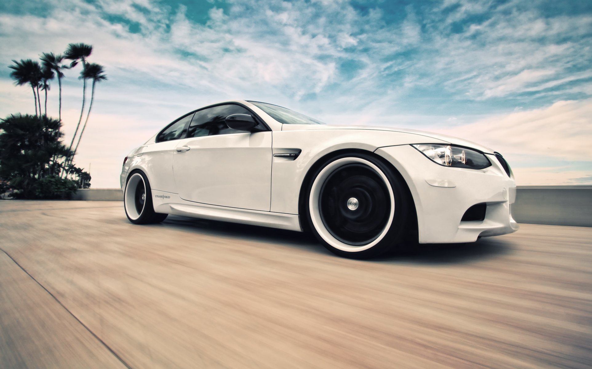 bmw m3 e92 blanc bmw ciel nuages vitesse