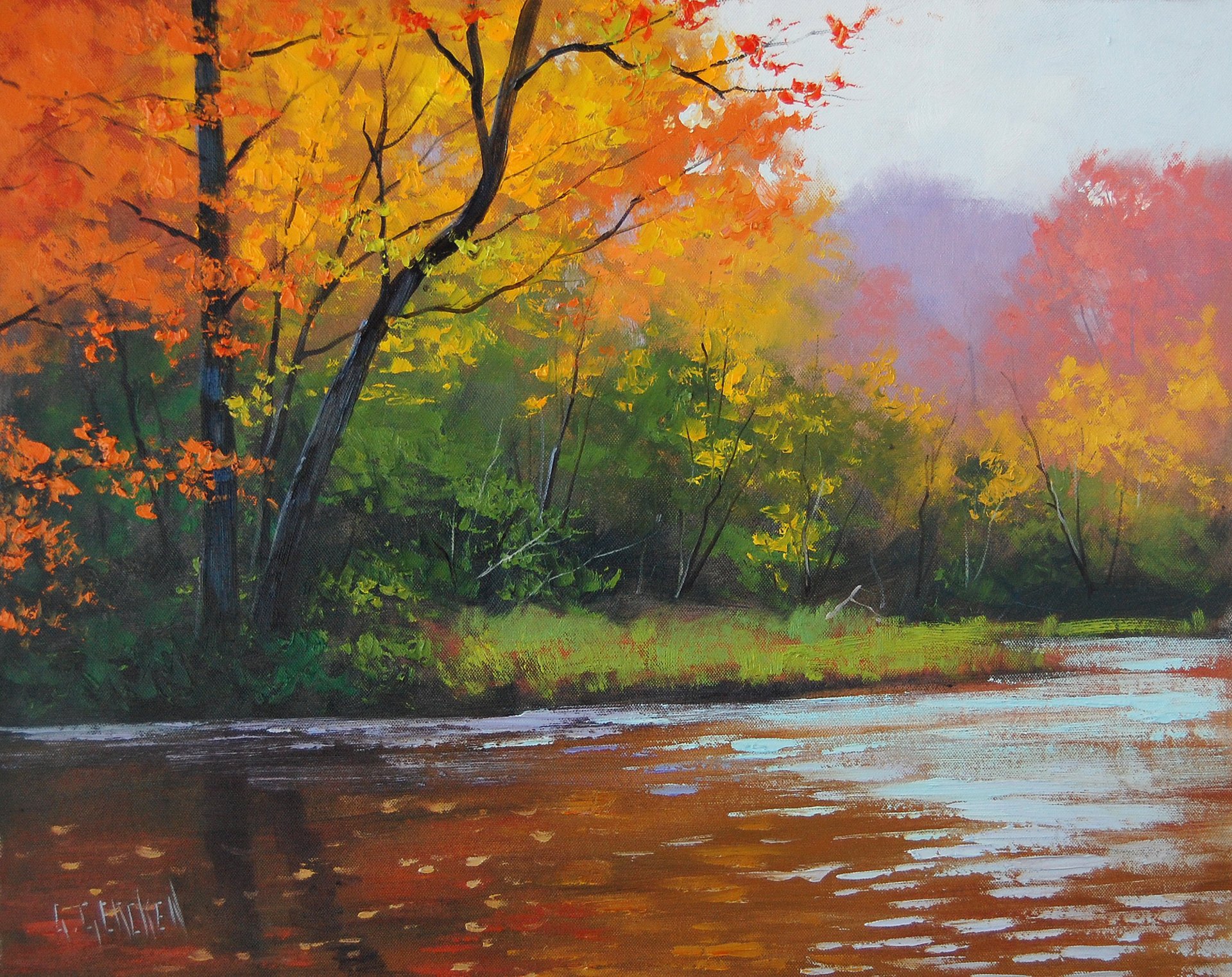 autumn stream art artsaus dessin