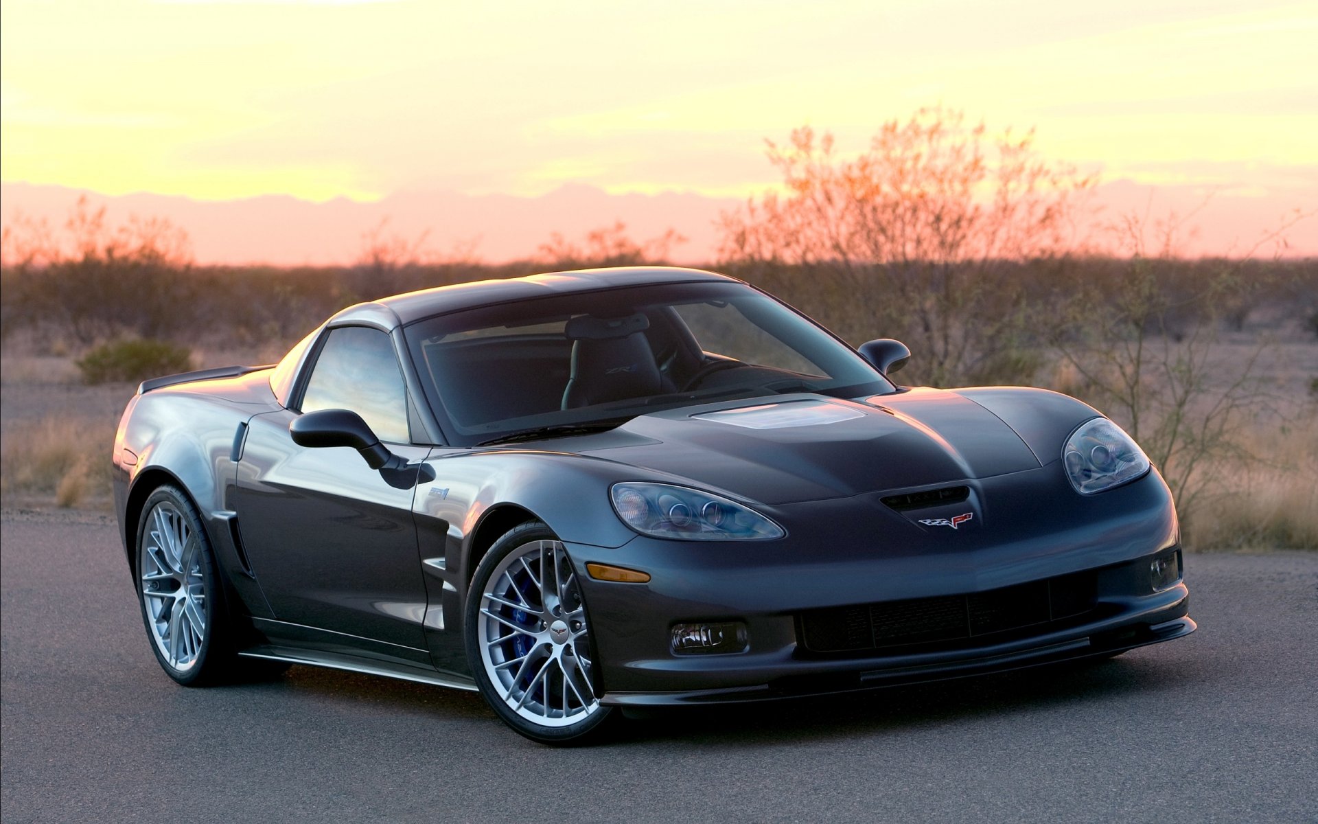 chevrolet corvette car asphalt track steppe