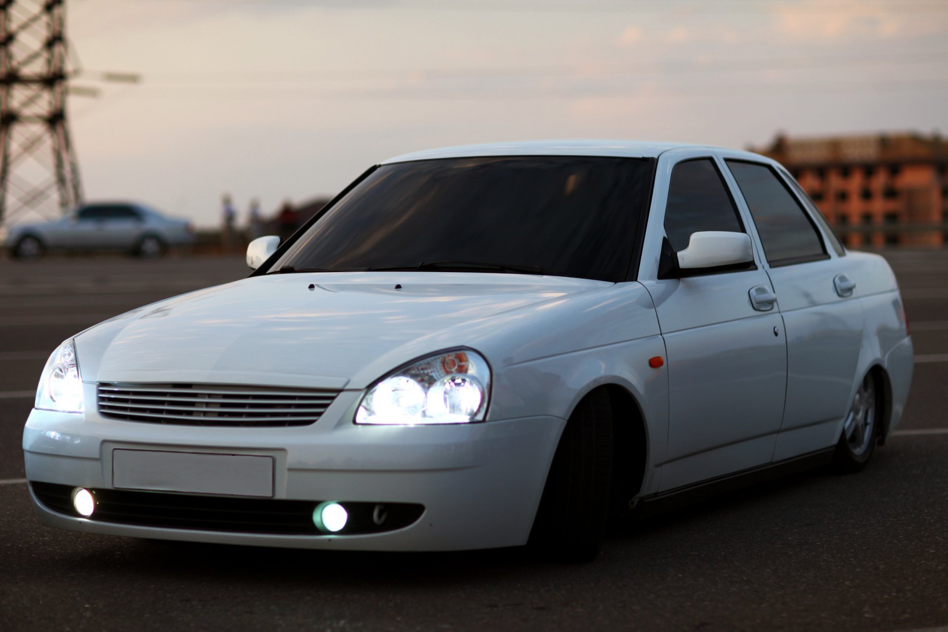 lada vaz priora priora blanco coche auto faros