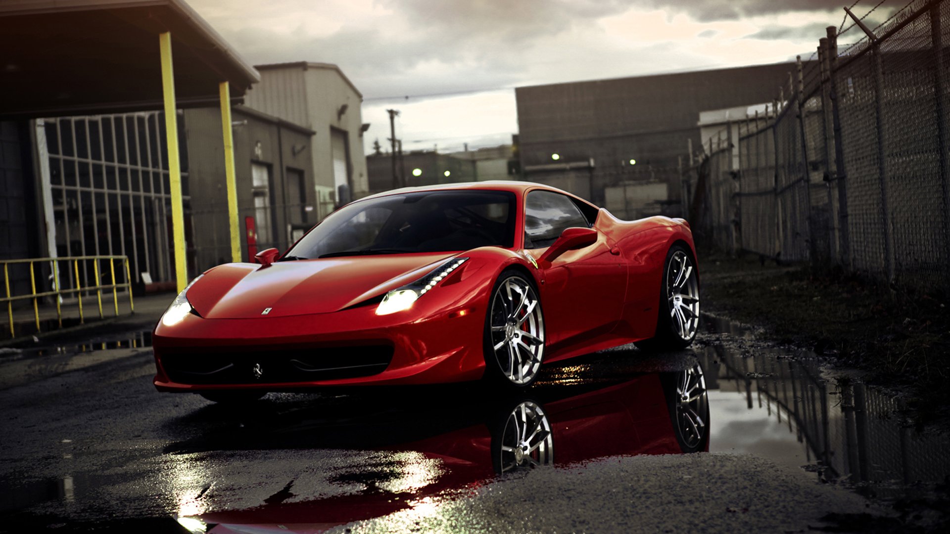 ferrari 458 italia ferrari red pools reflection supercar