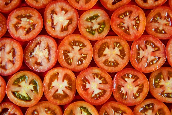 Tomatenscheiben in Nahaufnahme